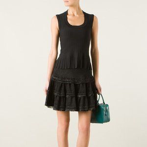 NWT $2600 Azzedine Alaïa Bora-Bora black mesh ruffled party skirt, XS, 36, 0